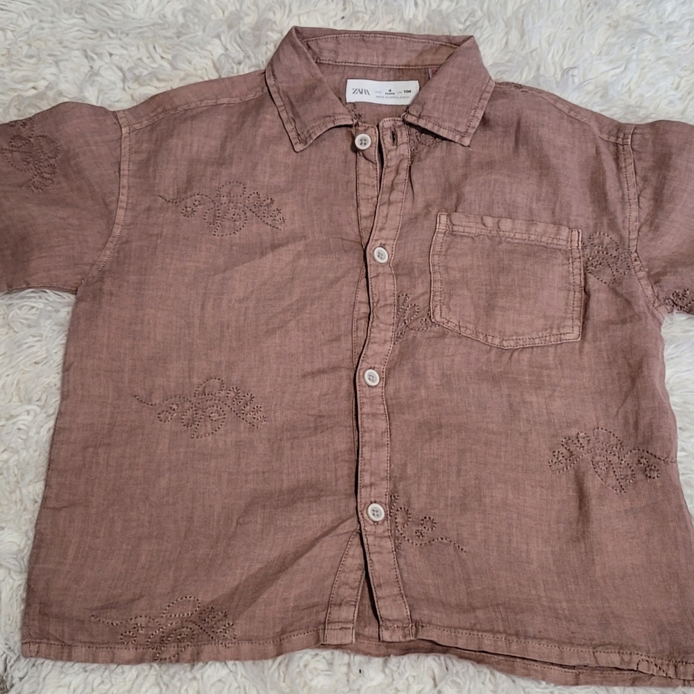 Pink Linen Shirt and Shorts Set - Picture 2 of 7